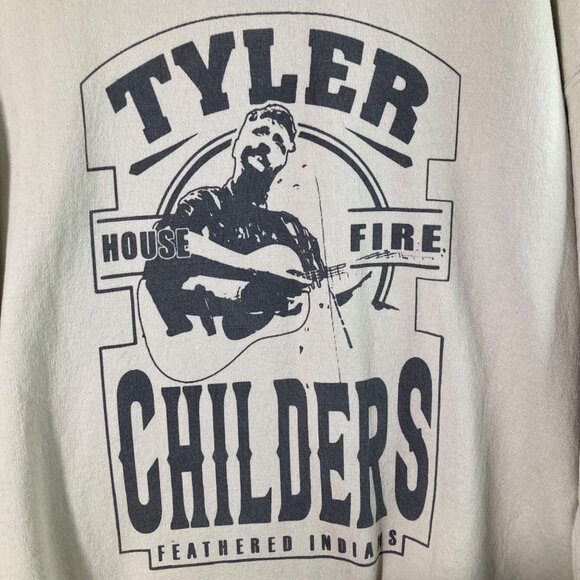 Gildan Tyler Childers Sweatshirt Feathered Indians House Fire Tan Cotton Polyest - Picture 6 of 10